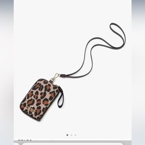 Kate Spade Chelsea Spotted Leopard Card Case Lanyard